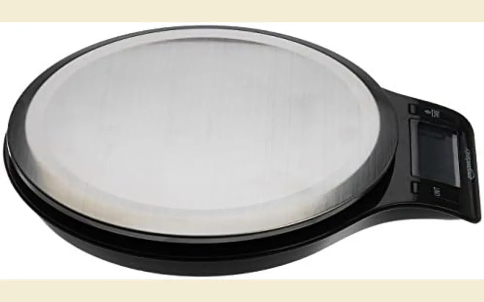 Báscula de cocina digital Amazon Basics, vista lateral